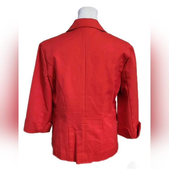 Gallia Moda Red Button Front Dress Blazer 3/4 Sleeve Darted Flattering Fit Sz 4 - Picture 5 of 9